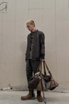 BORIS BIDJAN SABERI Leather and linen stitching travel bag INFANTERY BAG1 F1944+FMM20036